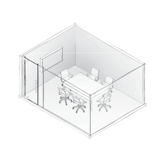 six person enclosed meeting room