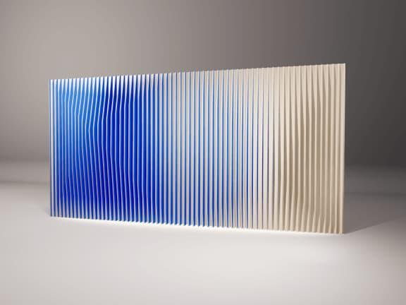 lenticular painted wood slat wall