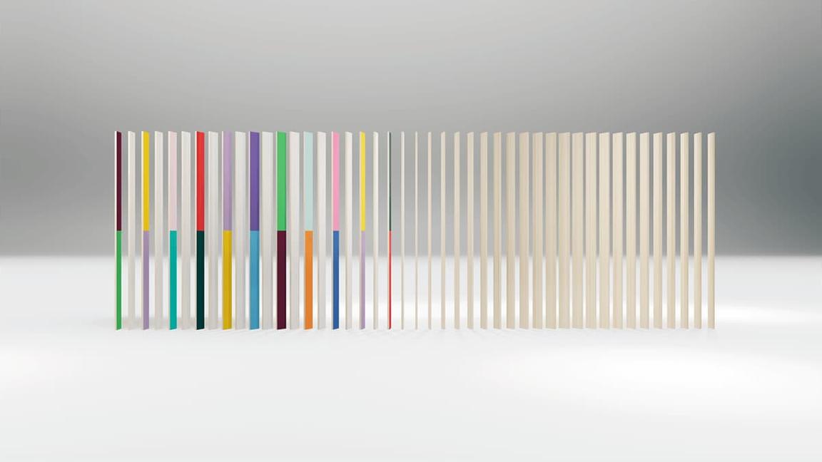 Be Equal painted wood slat wall