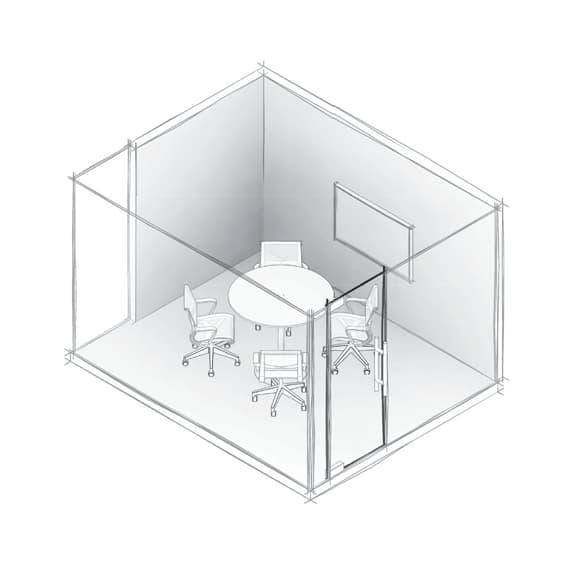 four person enclosed meeting room