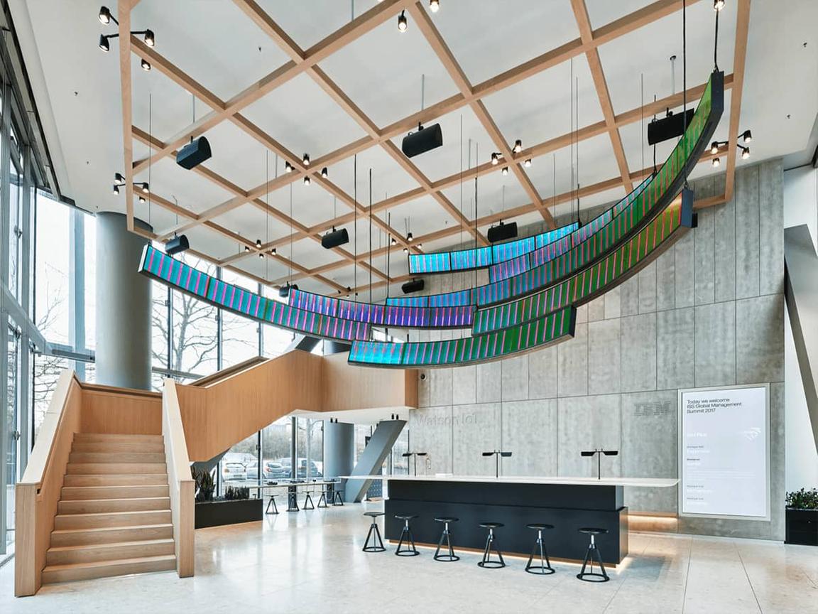 IBM lobby with curvilinear ceiling art