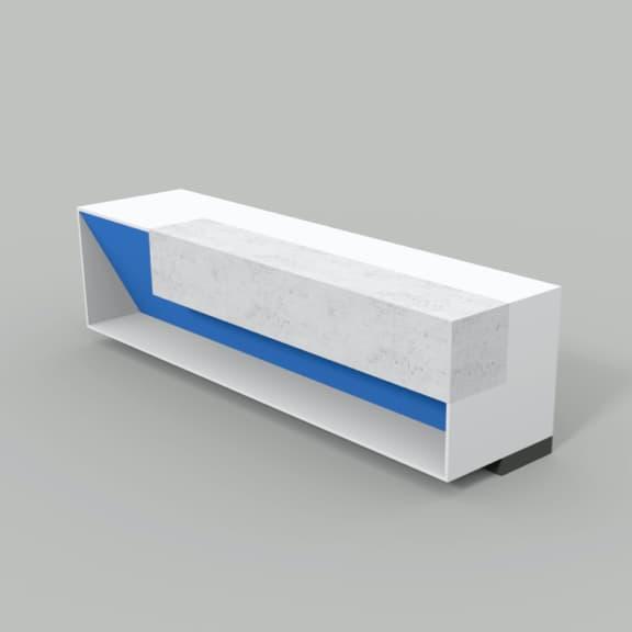 custom reception desk with mixed materiality