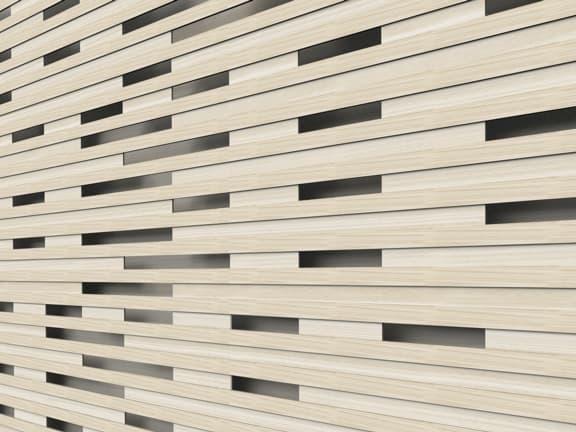 perforation wood on wood slat wall detail